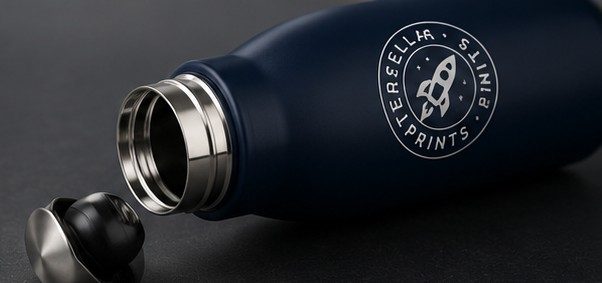 Stainless Steel Bottle — Branding close-up