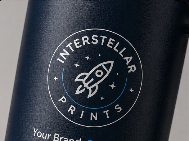Travel Mug — Branding close-up